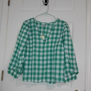 a.new day green gingham blouse